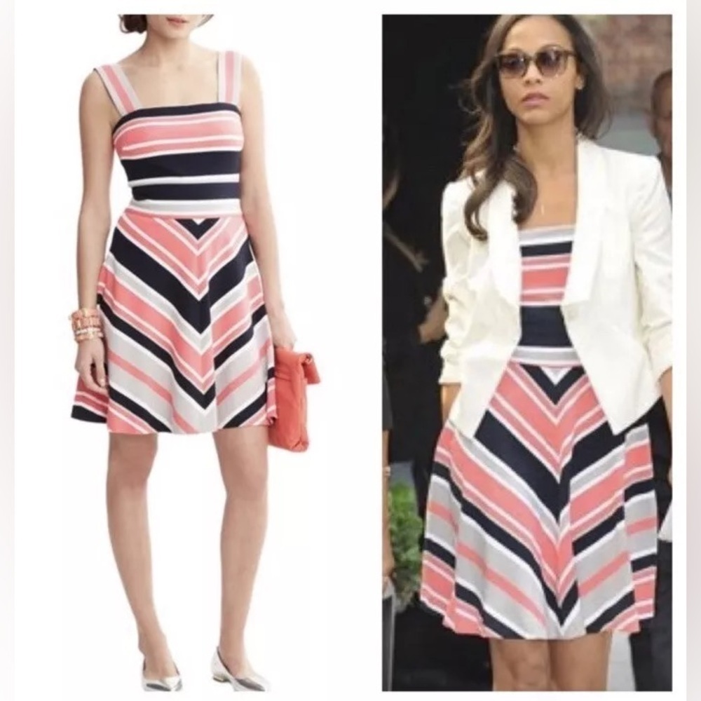 BANANA REPUBLIC MILLY COLLECTION STRIPED FIT AND FLARE DRESS SIZE 6